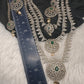 Multi Layer Teen Lada  Victorian Color Stone Statement Necklace - Green