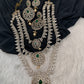 Multi Layer Teen Lada  Victorian Color Stone Statement Necklace - Green