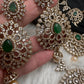 Multi Layer Teen Lada  Victorian Color Stone Statement Necklace - Green