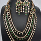 Multi Layer Teen Lada  Victorian Color Stone Statement Necklace - Green