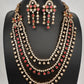 Multi Layer Teen Lada  Victorian Color Stone Statement Necklace - Red