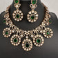 Moissanite Doublet Victorian Color Stone CZ Neckline Necklace - Green