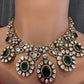 Moissanite Doublet Victorian Color Stone CZ Neckline Necklace - Green