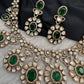 Moissanite Doublet Victorian Color Stone CZ Neckline Necklace - Green
