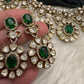 Moissanite Doublet Victorian Color Stone CZ Neckline Necklace - Green