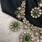 Moissanite Doublet Victorian Color Stone CZ Neckline Necklace - Green