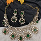Moissanite Doublet Victorian Color Stone CZ Neckline Necklace - Green