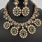 Moissanite Doublet Victorian Color Stone CZ Neckline Necklace - LightGreen