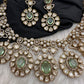 Moissanite Doublet Victorian Color Stone CZ Neckline Necklace - LightGreen