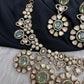 Moissanite Doublet Victorian Color Stone CZ Neckline Necklace - LightGreen