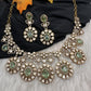 Moissanite Doublet Victorian Color Stone CZ Neckline Necklace - LightGreen