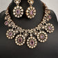 Moissanite Doublet Victorian Color Stone CZ Neckline Necklace - Pink