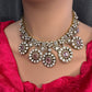 Moissanite Doublet Victorian Color Stone CZ Neckline Necklace - Pink