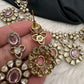 Moissanite Doublet Victorian Color Stone CZ Neckline Necklace - Pink