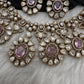 Moissanite Doublet Victorian Color Stone CZ Neckline Necklace - Pink