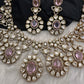 Moissanite Doublet Victorian Color Stone CZ Neckline Necklace - Pink