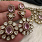 Moissanite Doublet Victorian Color Stone CZ Neckline Necklace - Pink