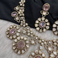 Moissanite Doublet Victorian Color Stone CZ Neckline Necklace - Pink