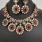 Moissanite Doublet Victorian Color Stone CZ Neckline Necklace - Red