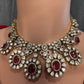 Moissanite Doublet Victorian Color Stone CZ Neckline Necklace - Red