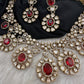 Moissanite Doublet Victorian Color Stone CZ Neckline Necklace - Red