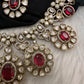 Moissanite Doublet Victorian Color Stone CZ Neckline Necklace - Red
