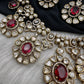 Moissanite Doublet Victorian Color Stone CZ Neckline Necklace - Red