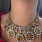 Moissanite Doublet Victorian Color Stone CZ Neckline Necklace - Yellow