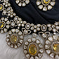 Moissanite Doublet Victorian Color Stone CZ Neckline Necklace - Yellow