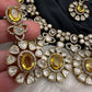 Moissanite Doublet Victorian Color Stone CZ Neckline Necklace - Yellow