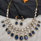 Moissanite Doublet Victorian Color Stone CZ Neckline Necklace - Blue