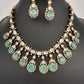 Moissanite Doublet Victorian Color Stone CZ Neckline Necklace - MintGreen
