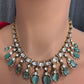 Moissanite Doublet Victorian Color Stone CZ Neckline Necklace - MintGreen