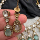 Moissanite Doublet Victorian Color Stone CZ Neckline Necklace - MintGreen
