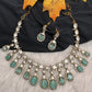 Moissanite Doublet Victorian Color Stone CZ Neckline Necklace - MintGreen