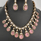 Moissanite Doublet Victorian Color Stone CZ Neckline Necklace - Pink