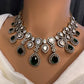 Moissanite Doublet Victorian Color Stone Statement Necklace - Green