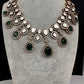 Moissanite Doublet Victorian Color Stone Statement Necklace - Green