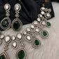 Moissanite Doublet Victorian Color Stone Statement Necklace - Green