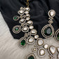 Moissanite Doublet Victorian Color Stone Statement Necklace - Green