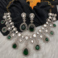 Moissanite Doublet Victorian Color Stone Statement Necklace - Green