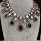 Moissanite Doublet Victorian Color Stone Statement Necklace - Multi