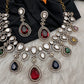 Moissanite Doublet Victorian Color Stone Statement Necklace - Multi