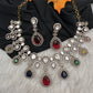 Moissanite Doublet Victorian Color Stone Statement Necklace - Multi