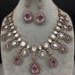 Moissanite Doublet Victorian Color Stone Statement Necklace - Pink