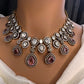 Moissanite Doublet Victorian Color Stone Statement Necklace - Pink
