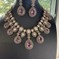 Moissanite Doublet Victorian Color Stone Statement Necklace - Pink