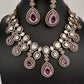 Moissanite Doublet Victorian Color Stone Statement Necklace - Pink