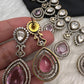 Moissanite Doublet Victorian Color Stone Statement Necklace - Pink