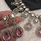 Moissanite Doublet Victorian Color Stone Statement Necklace - Pink